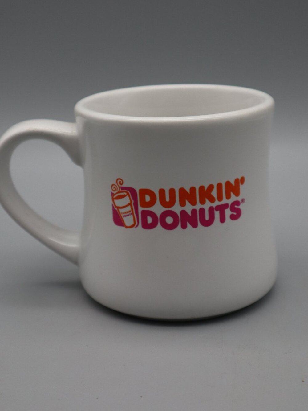Vtg Dunkin' Donuts Restaurant Ware Heavy Diner Mug w/ Pink & Orange Logo Retro